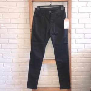 French Connection “skin tight” black coated jeans